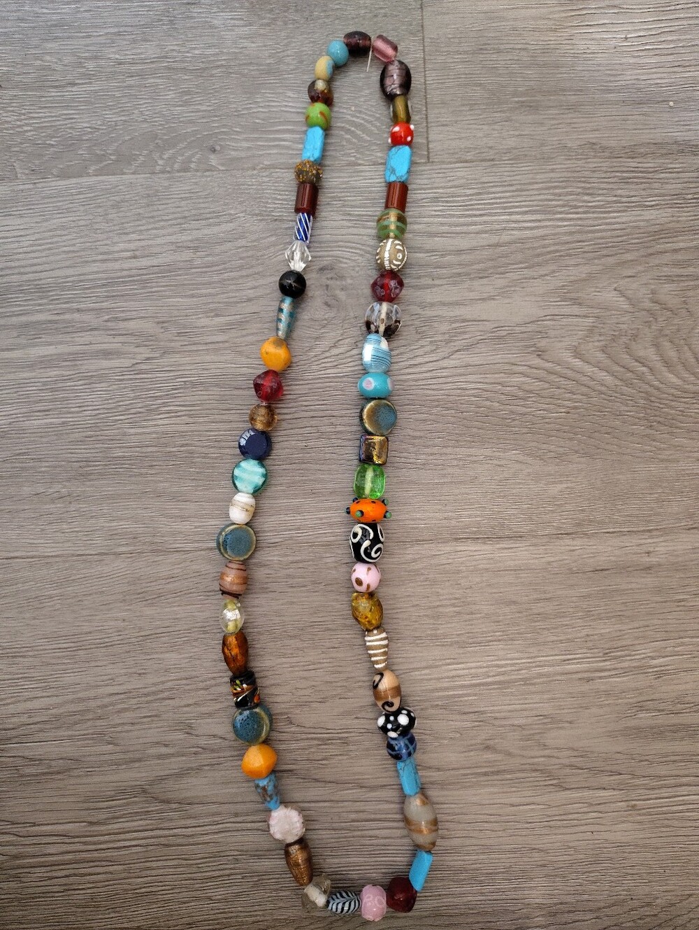 Vtg Artisan Art Glass Beaded Necklace Single Strand Needs Restringing As Is
